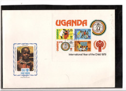776 - UGANDA/  FDC  " 1979 INTERNATIONAL YEAR OF THE CHILD " Y&T. NR. 210/213 + BF. 15 - Ouganda (1962-...)