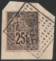 Colonies Générales N°54 A Dubois 25c Noir Obl Rctangle De Points Encadrés De KARIKAL INDE - Alphée Dubois