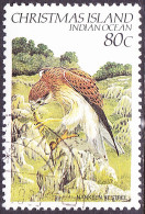 CHRISTMAS ISLAND 1982 QEII 80c Birds-Nankeen Kestral SG164 FU - Christmas Island