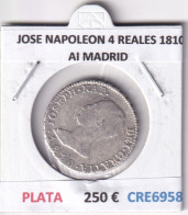 CRE6958 MONEDA ESPAÑA JOSE NAPOLEON 4 REALES 1810 AI MADRID PLATA BO - Autres & Non Classés