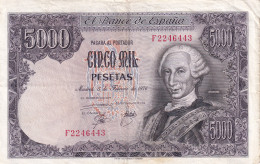 CRBS2690 BILLETE ESPAÑA 5000 PESETAS 1976 SERIE F BC - [ 4] 1975-… : Juan Carlos I