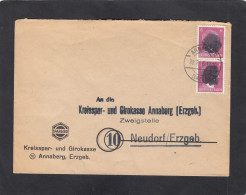 KREISSPAR- UND GIROKASSE, ANNABERG. BRIEF MIT A. H. SCHWÄRZUNG NACH NEUDORF, 20-7-45. - Covers & Documents