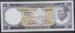 Equatorial Guinea  25 Ekuele.   Pick 4  UNC - Guinée Equatoriale