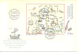 Finland 1985 World Stamp Exhibition Finlandia 88, Mi Bloc 1, FDC - Briefe U. Dokumente