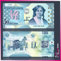 Thomas Stebbins USA $50 Pennsylvania 2nd State Louisa May Alcott Fantasy - Other & Unclassified