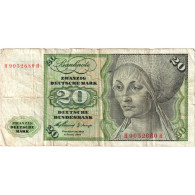 République Fédérale Allemande, 20 Deutsche Mark, 1960-01-02, TB+ - 20 Deutsche Mark