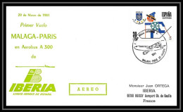 41769 First Flight 1981 Malaga Paris Espagne (spain) Aviation PA Poste Aérienne Airmail Lettre Cover - Briefe U. Dokumente