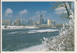 Calgary In Winter.  Alberta Canada Snow. Skyline, Calgary Tower Sets Bow River |freeze On The Edges CM  2 Sc - Calgary