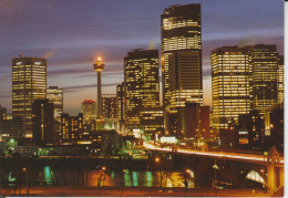 Calgary  By Night Alberta Canada With A Glowing Flame On Top. Cagary Towers Sets Downtown Bow River  CM  2 Sc - Calgary
