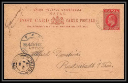 1771/ Natal Afrique Du Sud Entier Stationery N°11 Carte Postale (postcard) Pour Rudolstadt Allemagne Germany 1907 - Natal (1857-1909)