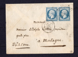N°15 Paire Sur Lettre  TB  Signé  ROUMET Cote 1400€ - 1853-1860 Napoléon III