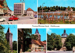 Muehlhausen Thueringen Wilhelm Pieck Platz Schwanenteichbad Rabenturm Frauentor - Mühlhausen