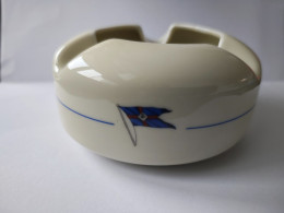 Cendrier Cigare Porcelaine De Baudour Cerabel  Made On Belgium Publicité Compagnie Maritime Belge CMB Bateau Transport - Porcelain