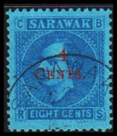 1899. SARAWAK. Rajah Sir Charles J. Brooke 4 CENTS On EIGHT CENTS.  (Michel 33) - JF557078 - Sarawak (...-1963)