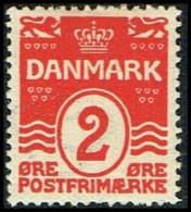 1917. Numeral. 2 Øre Red-carmine. Perf. 14.  (Michel 43B) - JF309732 - Unused Stamps