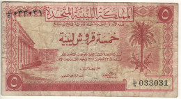 LIBYA  5   Piastre    P5    Dated   	 L. 24.10.1951      " Roman Walls On Front " - Libya