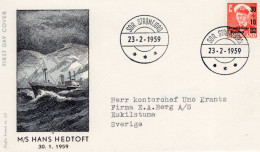 1959. Geenland. FDC M/S   Hans Hedtoft 30.1.1959. Franked Using Overprinted Groenlands Fonden 30+10 Stamp - Brieven En Documenten