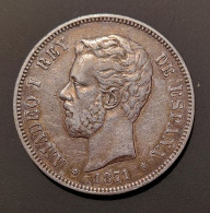 Espagne - Amadéo I - 5 Pesetas 1871 - 18*71 SD M - Argent - Autres & Non Classés