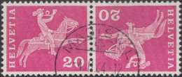 1960 Schweiz ⵙ Zum: K47, Mi: K47, Postreiter - Tête-bêche