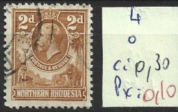 RHODESIE DU NORD 4 Oblitéré Côte 0.30 € - Rhodésie Du Nord (...-1963)