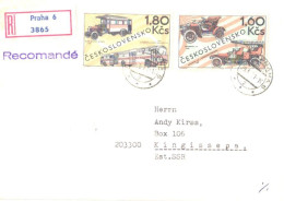 Czechoslovakia Registered Cover With Stamps, Old Cars And Buses, 1981 - Briefe U. Dokumente