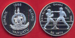 Münze Vanuatu  50 Vatu 1988  Olympia Boxen  Silber - Vanuatu