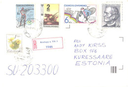 Czechoslovakia Registered Cover With Stamps, Sport, Biathlon, Flowers, 1992 - Briefe U. Dokumente