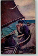 39166645 - Abschied Von Der Welt Poesie / Liebe  Segelboot Liebespaar AK - Muttich, C.V.