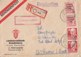 SBZ R-Brief Mif Minr.2x 192,2x 220 Eberswalde 12.7.50 Gel. Nach Finow - Covers & Documents