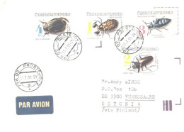 Czechoslovakia Cover With Stamps, Beetles, Insects, Full Serie?, 1993 - Briefe U. Dokumente
