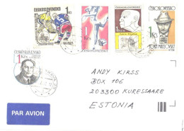 Czechoslovakia Cover With Stamps, Ice Hockey, Sport, Pablo Picasso, Hasek, 1992 - Briefe U. Dokumente