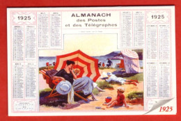 Mini Calendrier An 2000 Repro Almanach Des Postes 1925 Et Telegraphes  Femme Enfants Plage - Petit Format : 1991-00