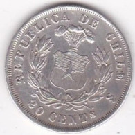CHILE / CHILI 20 Centavos 1870 Santiago En Argent KM# 138. 1 - Cile