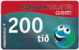 Faroe - Smiling Face, Exp. 01.11.2005, GSM Refill 200Kr, Used - Isole Faroe