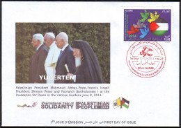 ALGERIA - 2014 - FDC -  - Palestine - Flags - Pope Francis - Pape François - Abbas - Perez - Papa Francesco - Covers