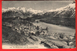 ZZZG-24 Sankt-Moritz^Dorf Und Die Languardkette    Gelaufen In 1910 Nach Paris. - Sankt Moritz