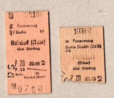 A25] BRD - Pappfahrkarte - 2 Karten - Berlin Nach Holzdorf - Europe