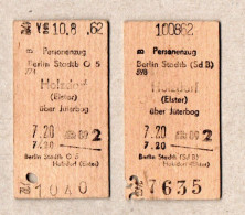 A10] BRD - Pappfahrkarte - 2 Karten -Berlin Stadtb  (O5 Bzw. Sd B) - Holzdorf (1962) - Europe