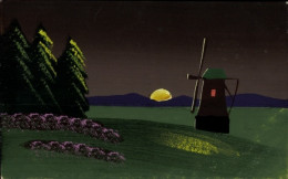 Handgemalt Artiste CPA Landschaft, Windmühle - Windmills