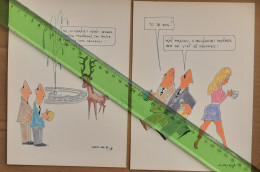 1989 Czechoslovakia Czech Republic Karlovy Vary 4x Humour Cartoon Prints Great For Framing Approx A5 Size - Autres & Non Classés