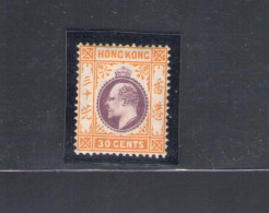 1907-11 HONG KONG - Stanley Gibbons N. 97 - 30 Cents - Purple And Orange Yellow - MLH* - Other & Unclassified