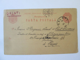Roumanie Entier Pos.10 Bani Voyagee Galați-Paris 1889/Romania Stationery Post.10 Bani Mailed Galați-Paris 1889 - Covers & Documents
