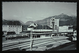 Cpsm  La Gare De Bulle ( Automotrice Des Chemin De Fer Suisse FR ) & Les Alpes Et Dt De Broc /  Photo S. Glasson - Bulle