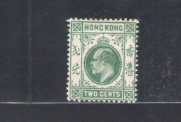 1904-06 HONG KONG - Stanley Gibbons N. 77 - 2 Cents - Dull Green - MLH* - Other & Unclassified