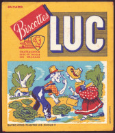 Buvard ( 18 X 15 Cm ) " Biscottes Luc " Savez-vous Planter Des Choux   ( Pliures, Rousseurs, Déchirures ) - Biscotti