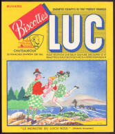 Buvard ( 18 X 15 Cm ) " Biscottes Luc " Le Monstre Du Loch Ness  ( Pliures, Rousseurs ) - Biscotti