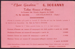 Buvard ( 21.5 X 13.5 Cm ) " Chez Gaston, Jouanny, Tailleur Pour Hommes Et Dames " ( Pliures, Rousseurs ) - Kleding & Textiel