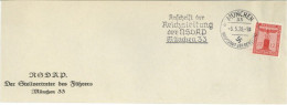 NSDAP Der Stellvertreter Des Führers München 33 Mit Perteidienstmarke 1938 Auf Briefausschnitt - Guerra 1939-45