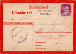 NSDAP OG. Plauen Süd-Ost Eilnachricht Lebenszeichen Vom 20. März 1945 II (oben Einrisse, Geklebt) - Guerra 1939-45