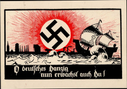 DANZIG WK II - O Deutsches Danzig Nun Erwachst Auch DU! Bedarfsgebr. O Danzig 15.12.31! Seltene Frühe Propaganda-Künstle - Guerra 1939-45